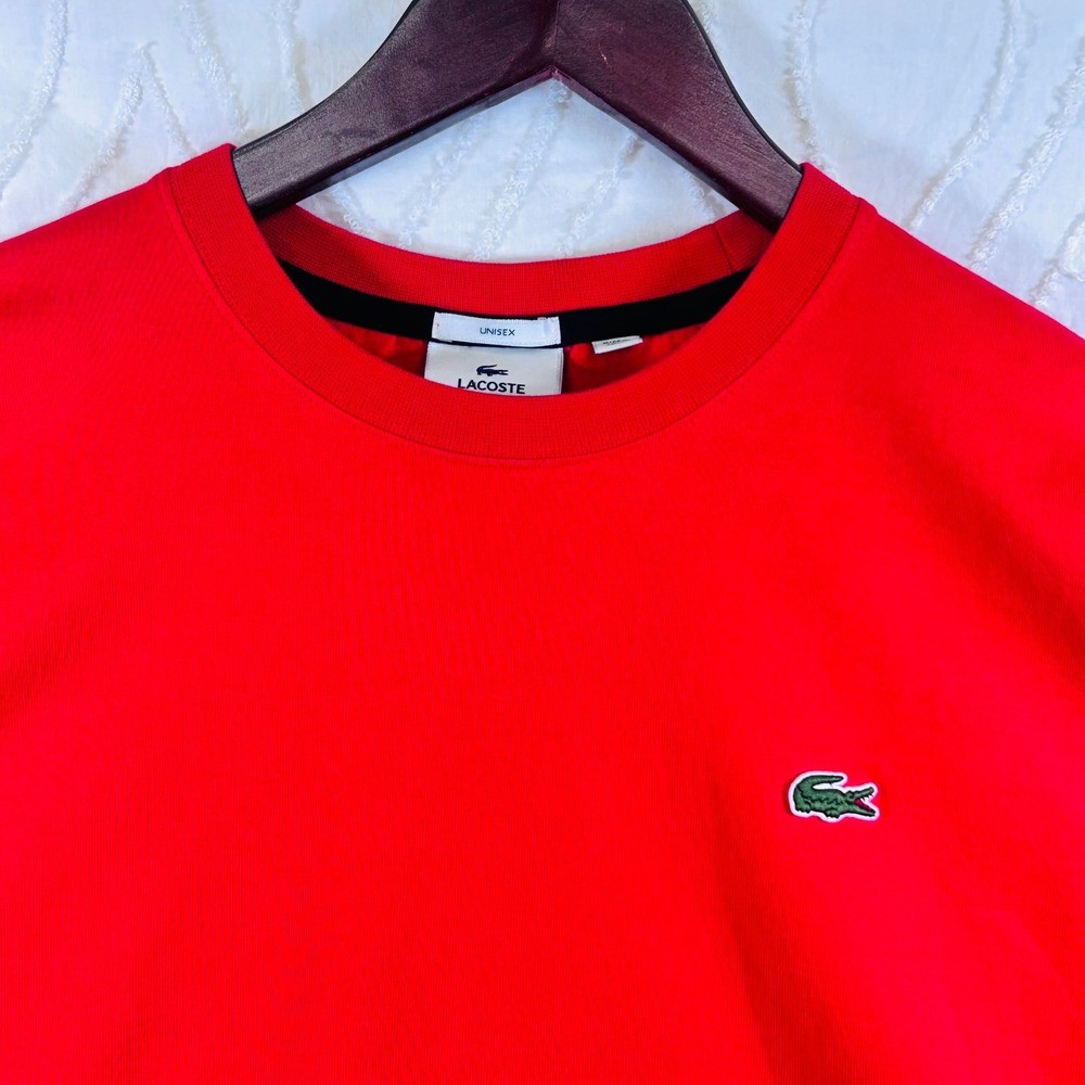 Lacoste Live T-Shirt Mens M Red Long Sleeve Script Logo Preppy Streetwear Sporty - Picture 2 of 11